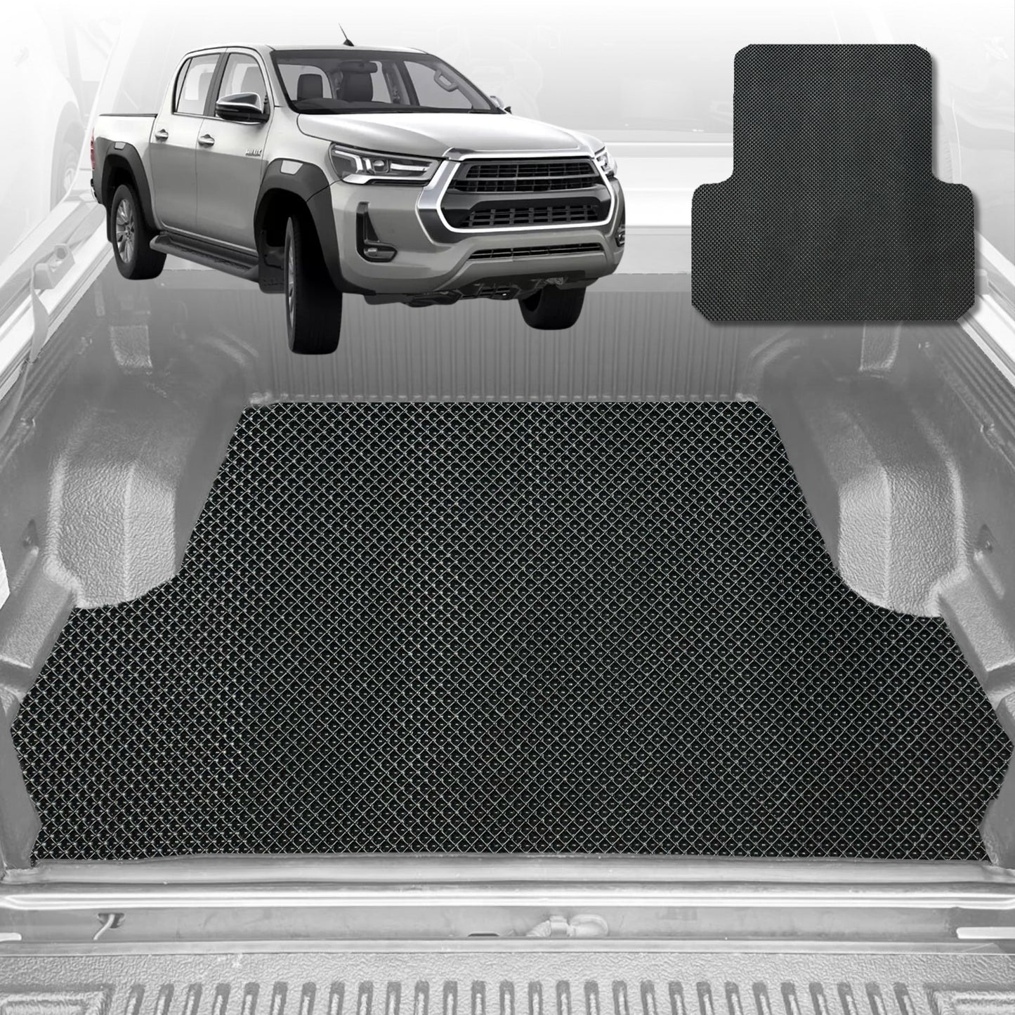 6D Diamond Ute Tub Mat for Toyota Hilux Double Cab 2015-Current (with factory plastic tub)