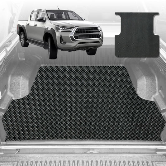 6D Diamond Ute Tub Mat for Toyota Hilux Double Cab 2015-Current (with spray on liner or no liner)-Black-Outback GT