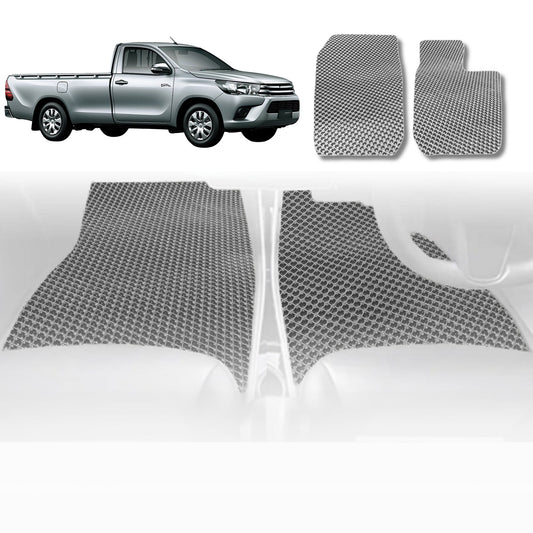 6D Diamond Car Floor Mats for Nissan Patrol Y61 1997-2016 Single Cab Chassis-Front Set-Grey-Outback GT