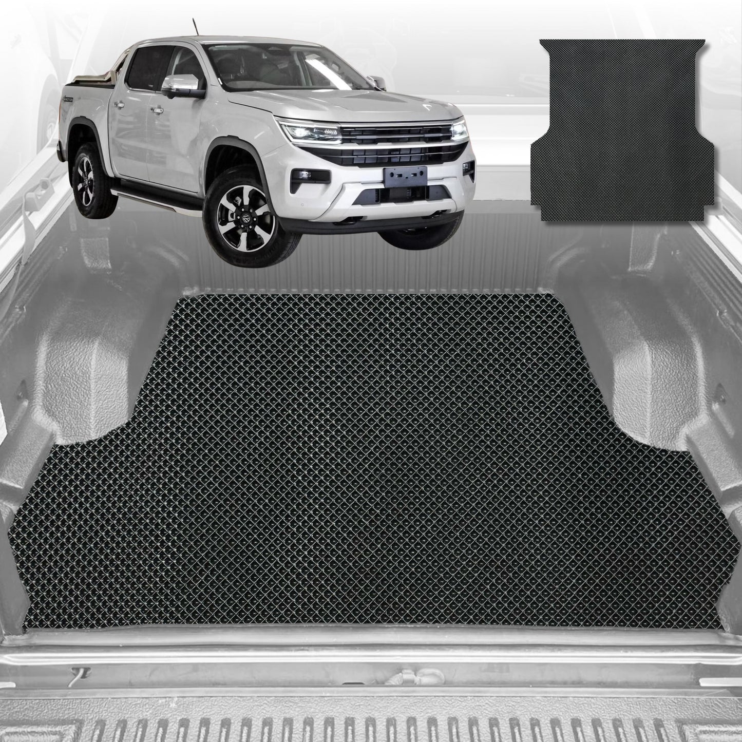 6D Diamond Ute Tub Mat for VolksWagen Amarok Dual Cab 2H Facelift 2022-Current (with spray on liner or no liner)