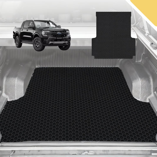 Outback GT 6D Pro Ute Tub Mat for Ford Ranger Wildtrack Dual Cab 2022-Current (With Factory Plastic Tub Liner)- Black