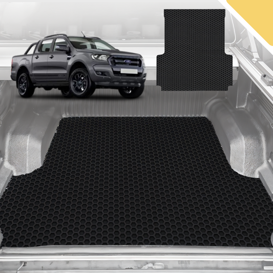 Outback GT 6D Pro Ute Tub Mat for Ford Ranger (PX2 Dual Cab Ute) 2015-2018 (with Plastic tub Liner)  - Black
