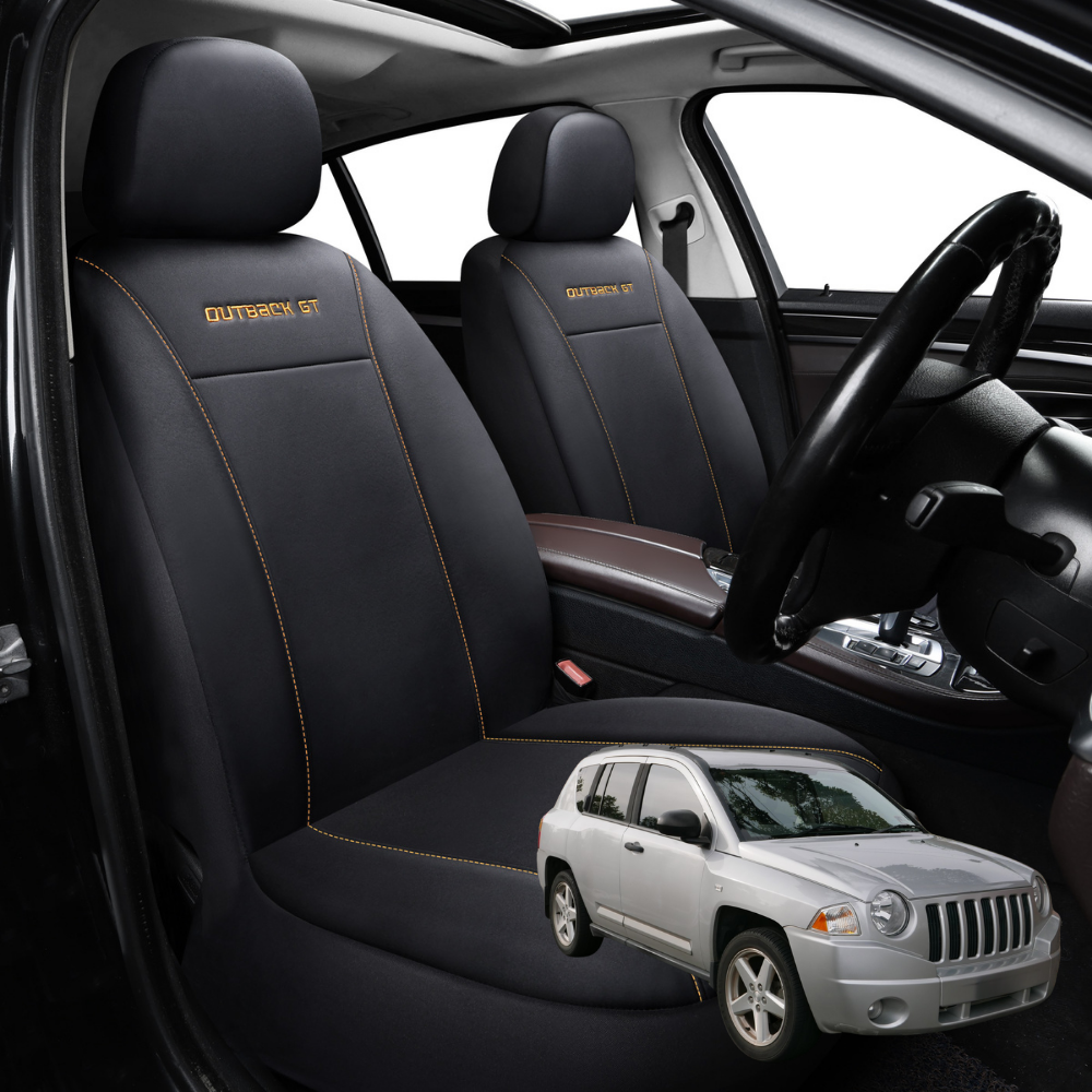 Car Seat Cover for Jeep Compass 2006 - 2017 (MK49) - Black-Front Only