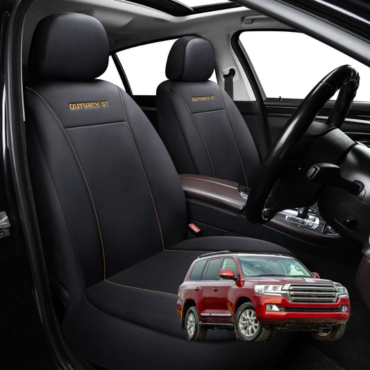 Car Seat Cover for Toyota LandCruiser 200 2012 - 2021 (Sahara) - Black-Front Only