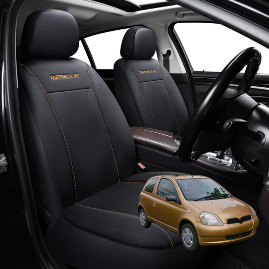 Car Seat Cover for Toyota Yaris 1999 - 2005 (Echo, Platz, XP10/XP20) - Black-Front Only
