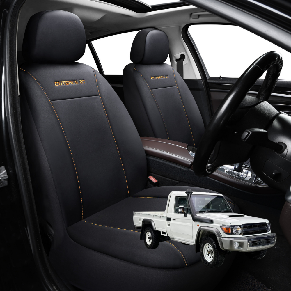 Car Seat Cover for Toyota LandCruiser 70 Single Cab 2012 - Current  - Black-Front Only