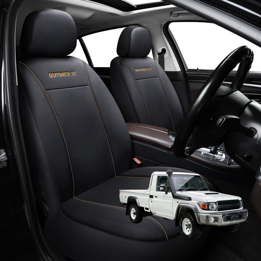 Car Seat Cover for Toyota LandCruiser 70 Single Cab 2012 - Current  - Black-Front Only