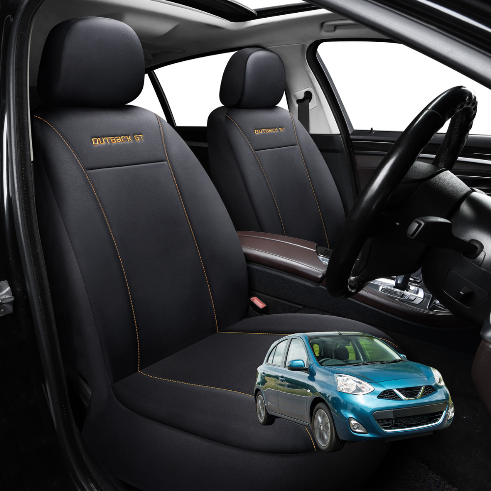 Car Seat Cover for Nissan Micra 2010 - 2017 (K13) - Black-Front Only