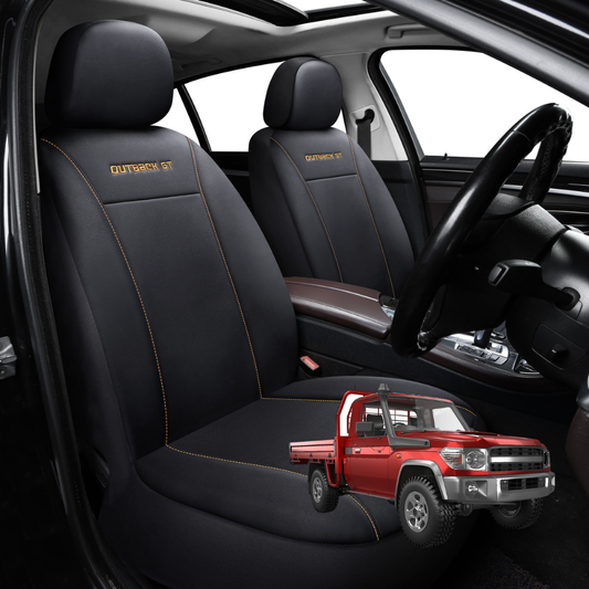 Car Seat Cover for Toyota LandCruiser 79 Series Single Cab 2012 - Current  - Black-Front Only
