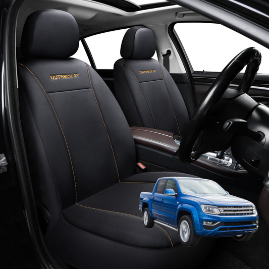Car Seat Cover for VolksWagen Amarok Dual Cab 2010 - 2022 2H, 2H Facelift - Black-Front Only