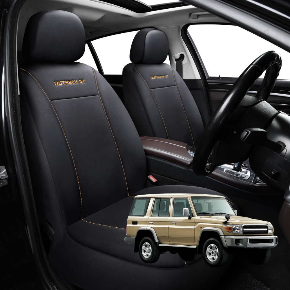 Car Seat Cover for Toyota LandCruiser 70 Double Cab 2014 - Current  - Black-Front Only