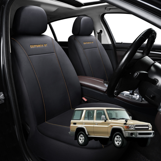 Car Seat Cover for Toyota LandCruiser 70 Double Cab 2014 - Current  - Black-Front Only