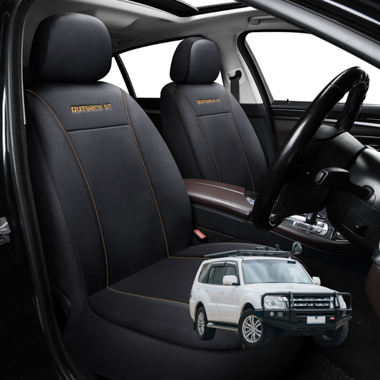Car Seat Cover for Mitsubishi Pajero 2006 - 2021 (NS/NT/NW/NX) - Black-Front Only