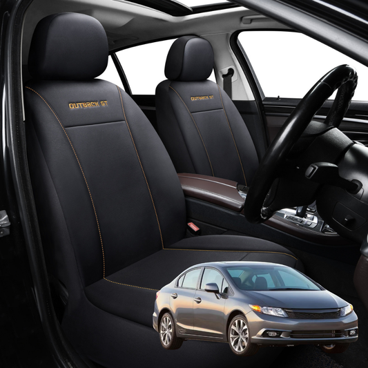 Car Seat Cover for Honda Civic 2012 - 2016 (Sedan, 9th Gen) - Black-Front Only