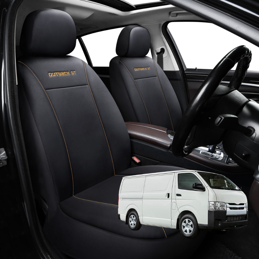 Car Seat Cover for Toyota Hiace Van 2019 - Current (LWB) - Black-Front Only