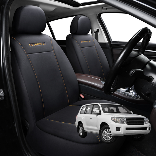 Car Seat Cover for Toyota LandCruiser 200 2012 - 2021 (GX GXL) - Black-Front Only