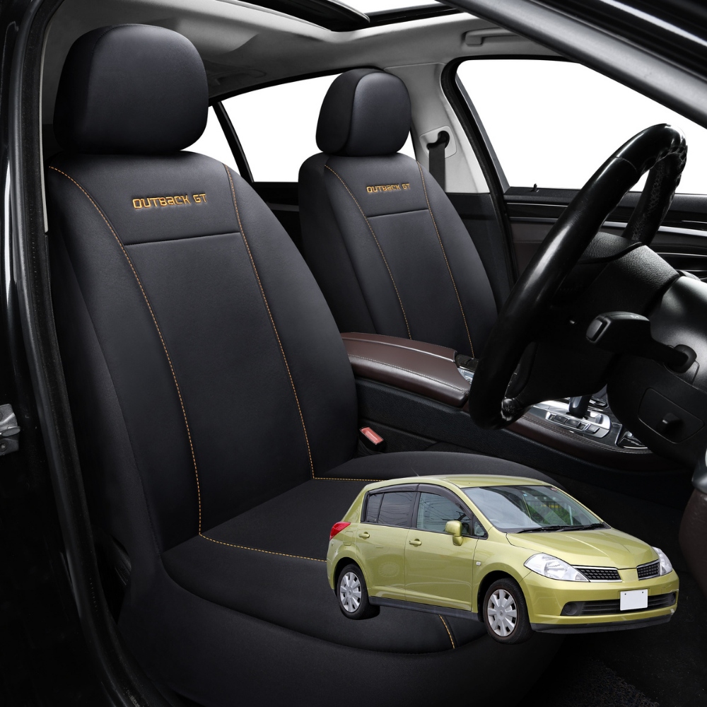 Car Seat Cover for Nissan Tiida 2006 - 2013 C11 - Black-Front Only