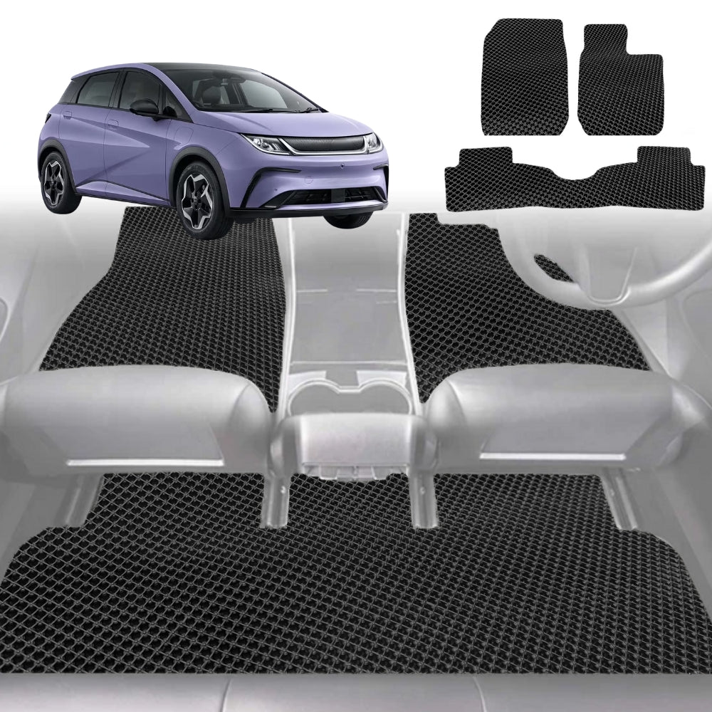 6D Diamond Car Floor Mats for All-new BYD Dolphin 2023-Current 5Door Hatchback-Full Set-Black-Outback GT