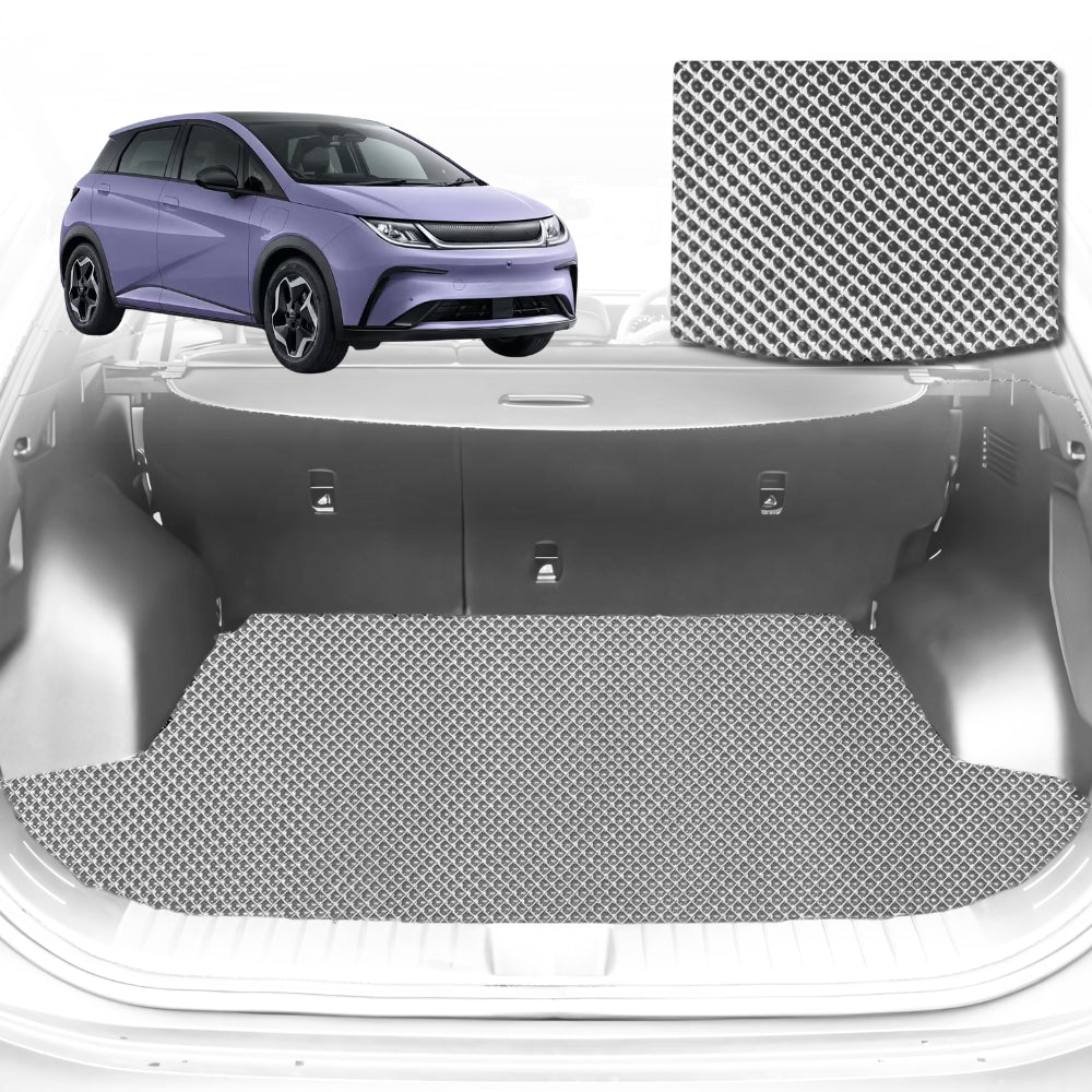6D Diamond Car Boot Mat for All-new BYD Dolphin 2023-Current 5Door Hatchback-Cargo Mat-Grey-Outback GT