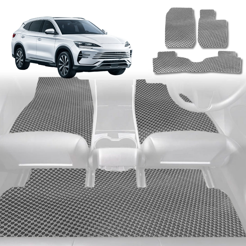 6D Diamond Car Floor Mats for All-new BYD Seal 2024-Current Sedan-Full Set-Grey-Outback GT