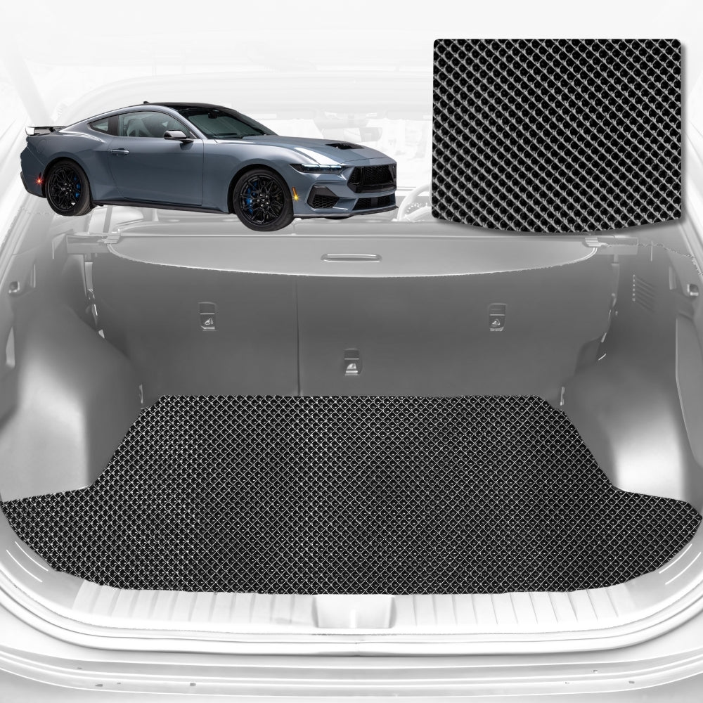 6D Diamond Car Boot Mat for Ford Mustang (S550)2015-2024 (with right ear) | Heavy Duty Carpet Liner