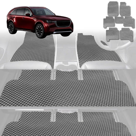 6D Diamond Car Floor Mats for All-new Mazda CX-90 2024-Current-Ultimate Set-Grey-Outback GT