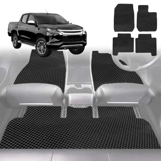 6D Diamond Car Floor Mats for All-new Mitsubishi Triton Double Cab (LC/MV)2024-Current-Full Set-Black-Outback GT