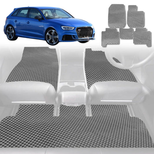 6D Diamond Car Floor Mats for Audi A3 S3 RS3 8V2013-2021-Full Set-Grey-Outback GT