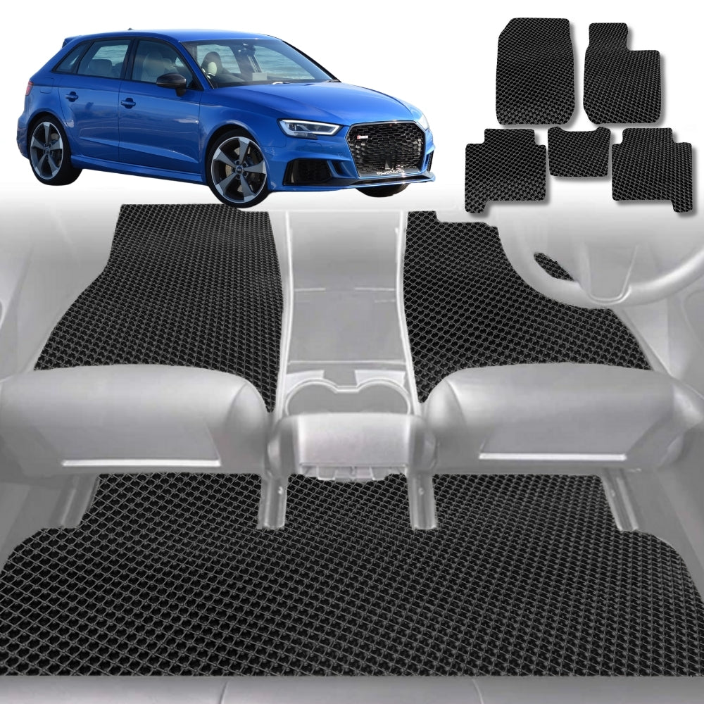 6D Diamond Car Floor Mats for Audi A3 S3 RS3 8V2013-2021-Full Set-Black-Outback GT