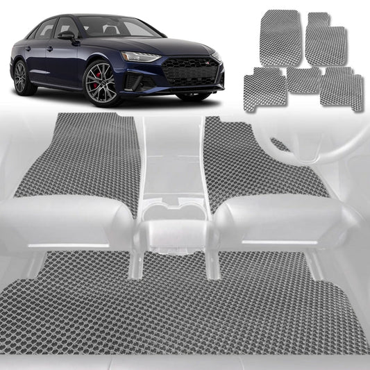 6D Diamond Car Floor Mats for Audi A4 S4 RS4 2016-Current-Full Set-Grey-Outback GT