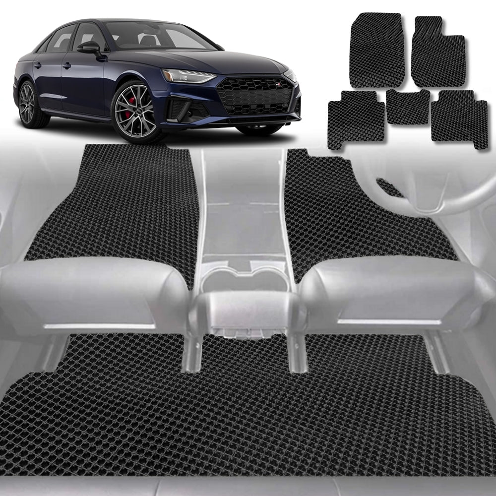 6D Diamond Car Floor Mats for Audi A4 S4 RS4 2016-Current-Full Set-Black-Outback GT