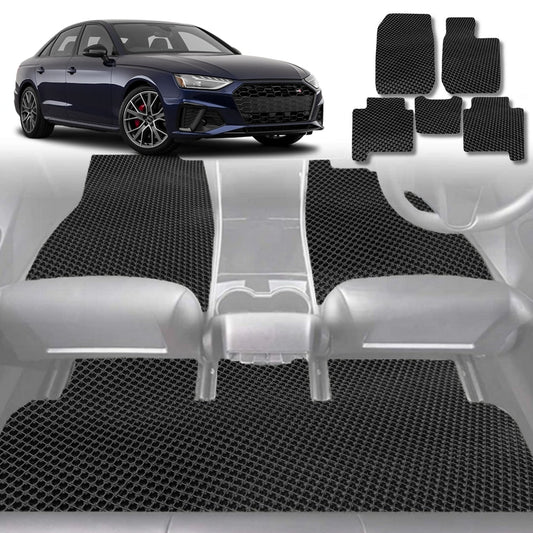 6D Diamond Car Floor Mats for Audi A4 S4 RS4 2016-Current-Full Set-Black-Outback GT