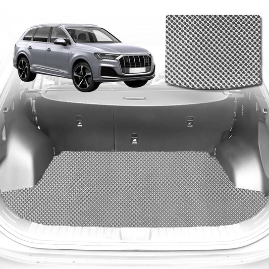 6D Diamond Car Boot Mat for Audi Q7 SQ7 4L2005-2015-(3rd Row seats up/7 seater)-Cargo Mat-Grey-Outback GT