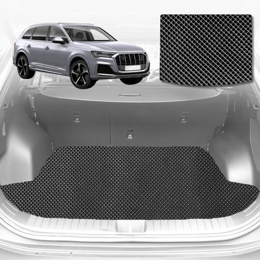 6D Diamond Car Boot Mat for Audi Q7 SQ7 4L 2005-2015-(3rd Row folded/5 seater)-Cargo Mat-Black-Outback GT