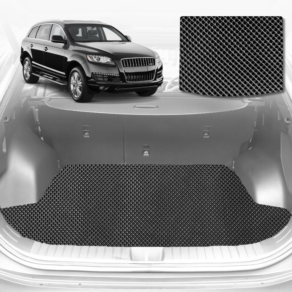 6D Diamond Car Boot Mat for Audi Q7 SQ7 4M 2015-Current-(3rd Row folded/5 seater)-Cargo Mat-Black-Outback GT