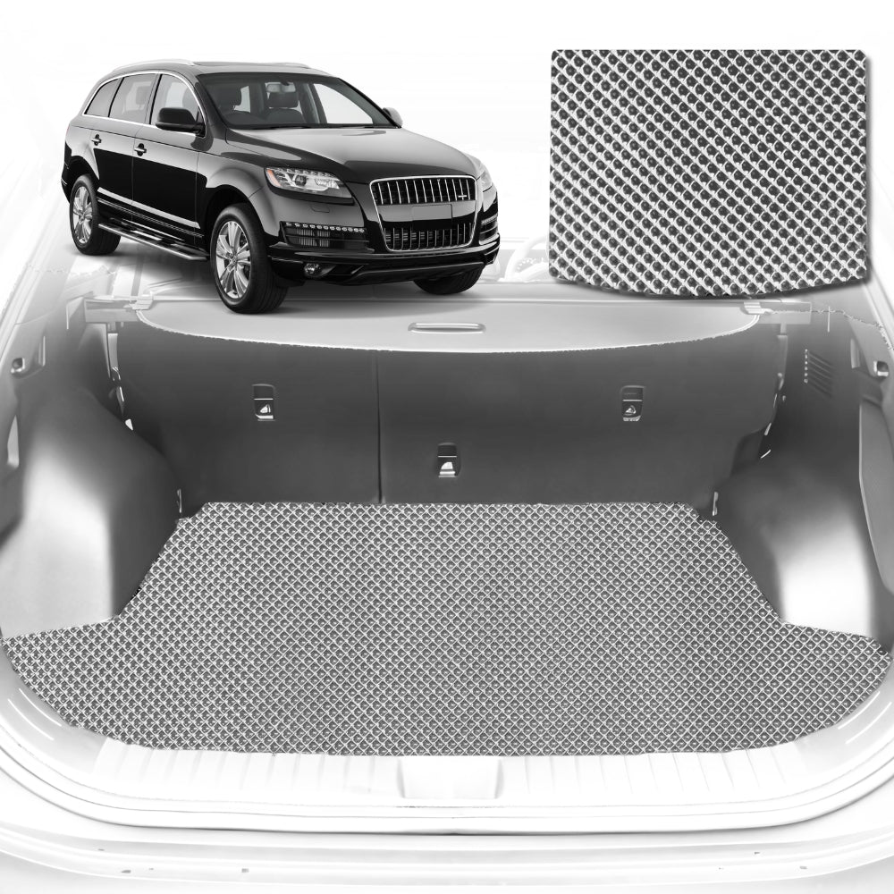 6D Diamond Car Boot Mat for Audi Q7 SQ7 4M2015-Current-(3rd Row seats up/7 seater)-Cargo Mat-Grey-Outback GT