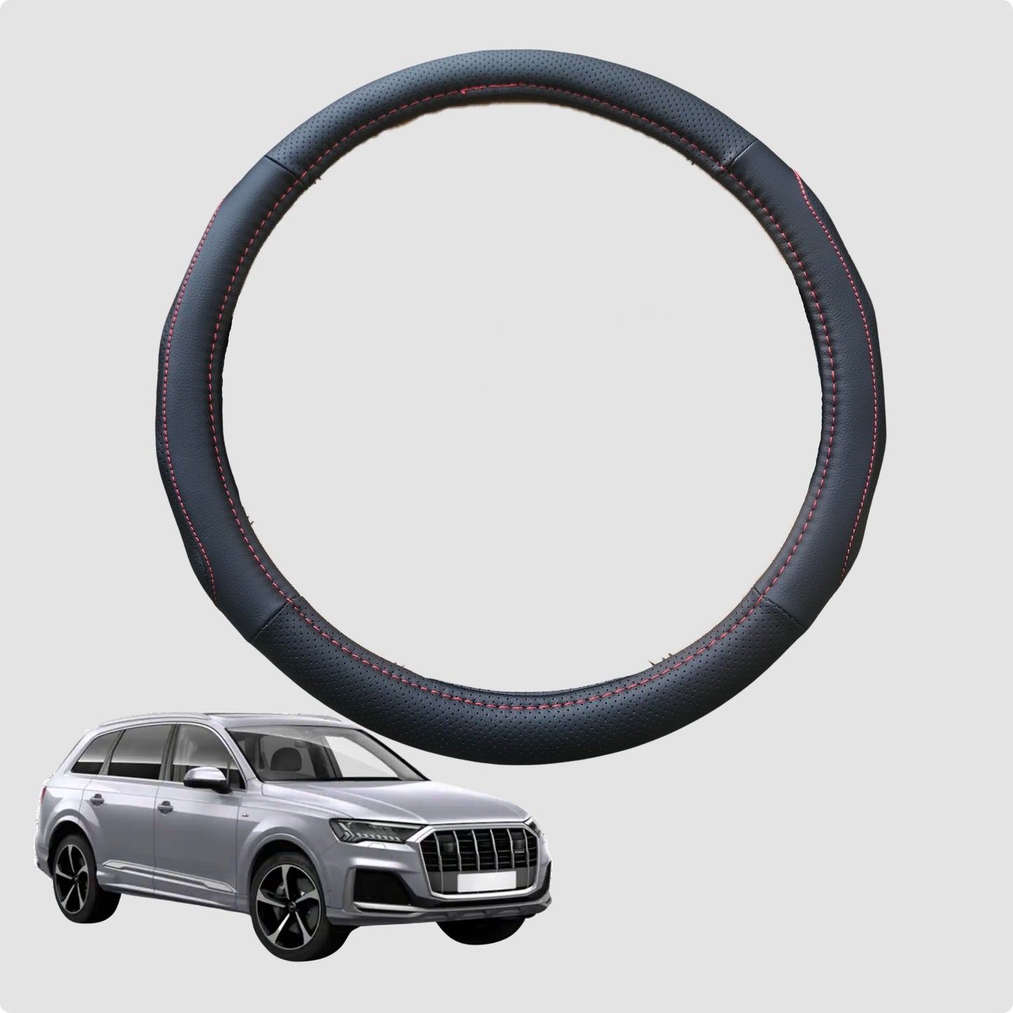 Steering Wheel Cover for Audi Q7 SQ7 2005-2015 38CM Leather | Circle
