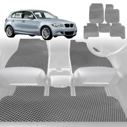 6D Diamond Car Floor Mats for BMW 1 Series 5-Door Hatch (E87)2004-2013-Full Set-Grey-Outback GT