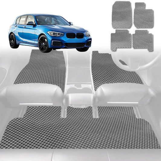 6D Diamond Car Floor Mats for BMW 1 Series 5-Door Hatch (F20)2011-2019-Full Set-Grey-Outback GT