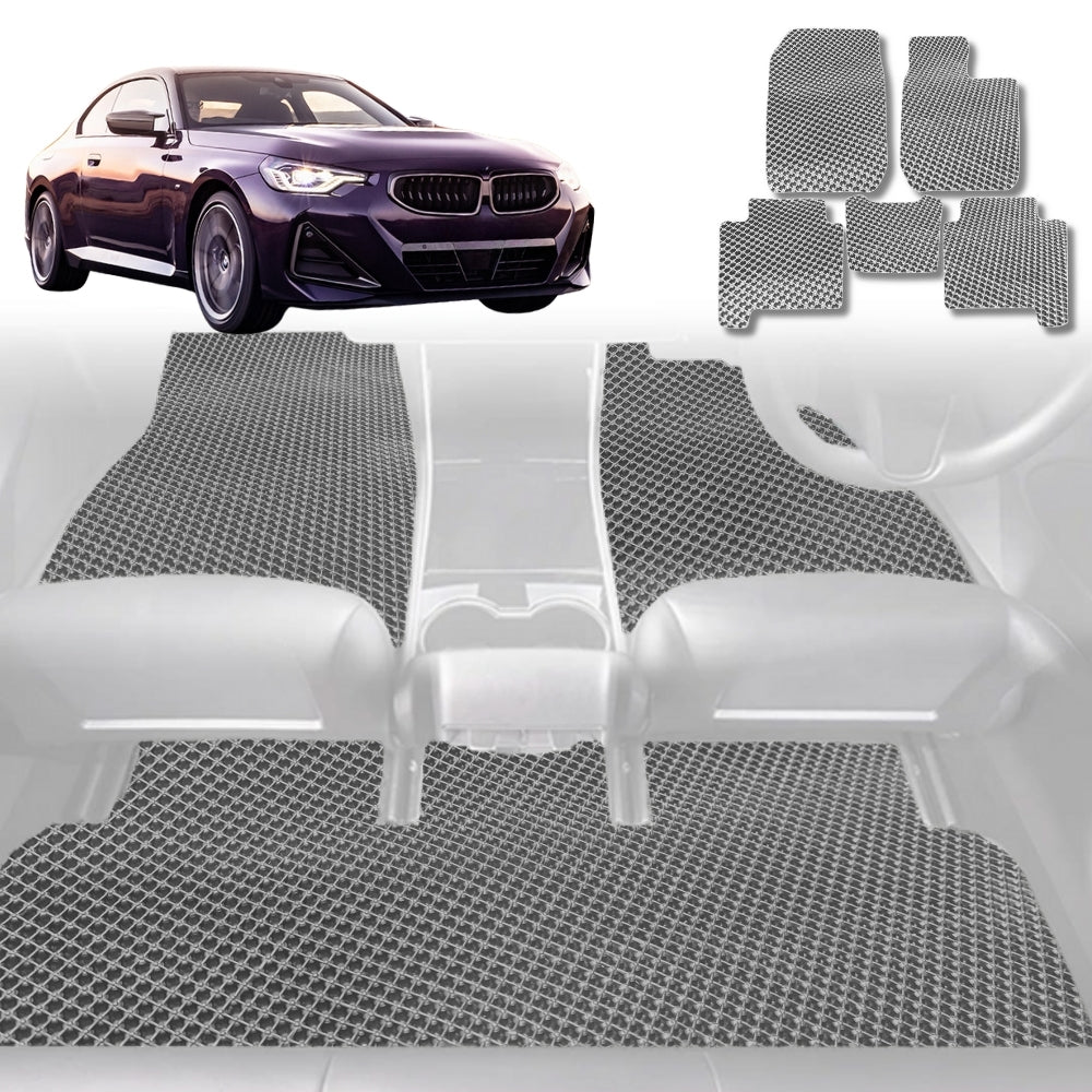 6D Diamond Car Floor Mats for BMW 2 Series Coupe (G42)2022-Current-Full Set-Grey-Outback GT