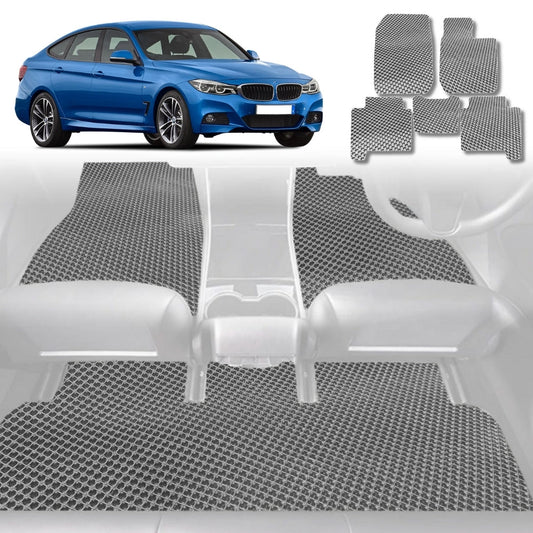 6D Diamond Car Floor Mats for BMW 3 Series 2011-2018-Full Set-Grey-Outback GT