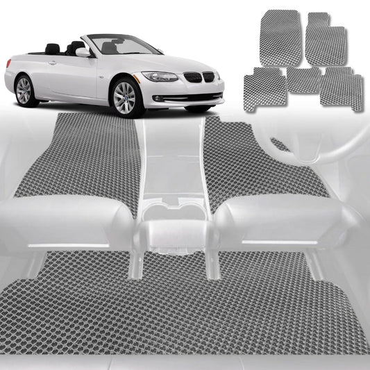 6D Diamond Car Floor Mats for BMW 3 Series Coupe/Convertible (E92 E93)2005-2013-Full Set-Grey-Outback GT