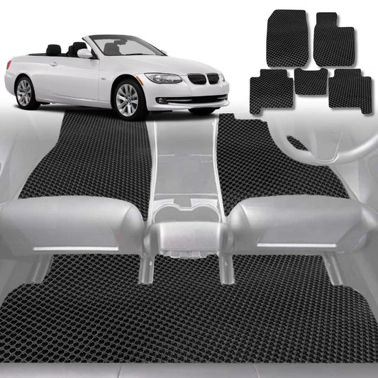 6D Diamond Car Floor Mats for BMW 3 Series Coupe/Convertible (E92 E93)2005-2013-Full Set-Black-Outback GT