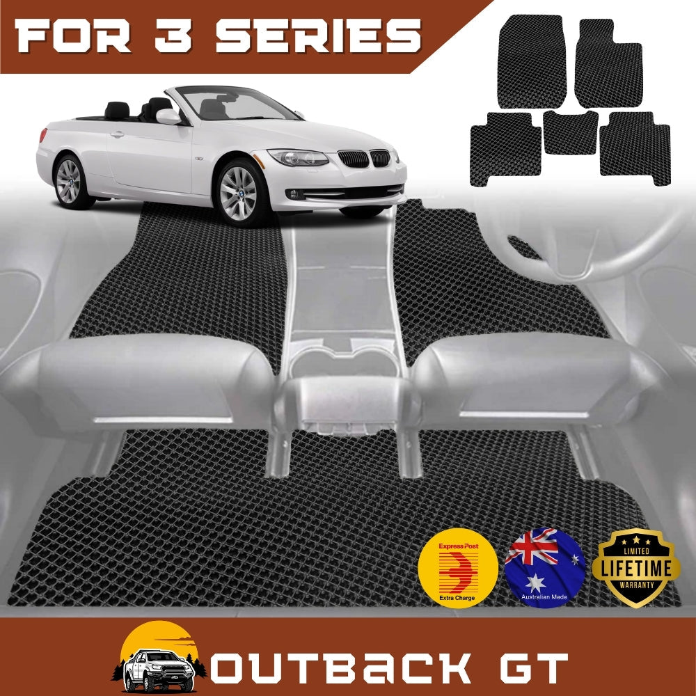 6D Diamond Car Floor Mats for BMW 3 Series Coupe/Convertible (E92 E93)2005-2013 Full Set | Heavy Duty Carpet Liner