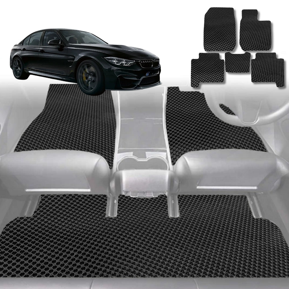 6D Diamond Car Floor Mats for BMW M3 (F80)2014-2019-Full Set-Black-Outback GT