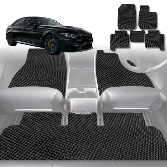 6D Diamond Car Floor Mats for BMW M3 (F80)2014-2019-Full Set-Black-Outback GT