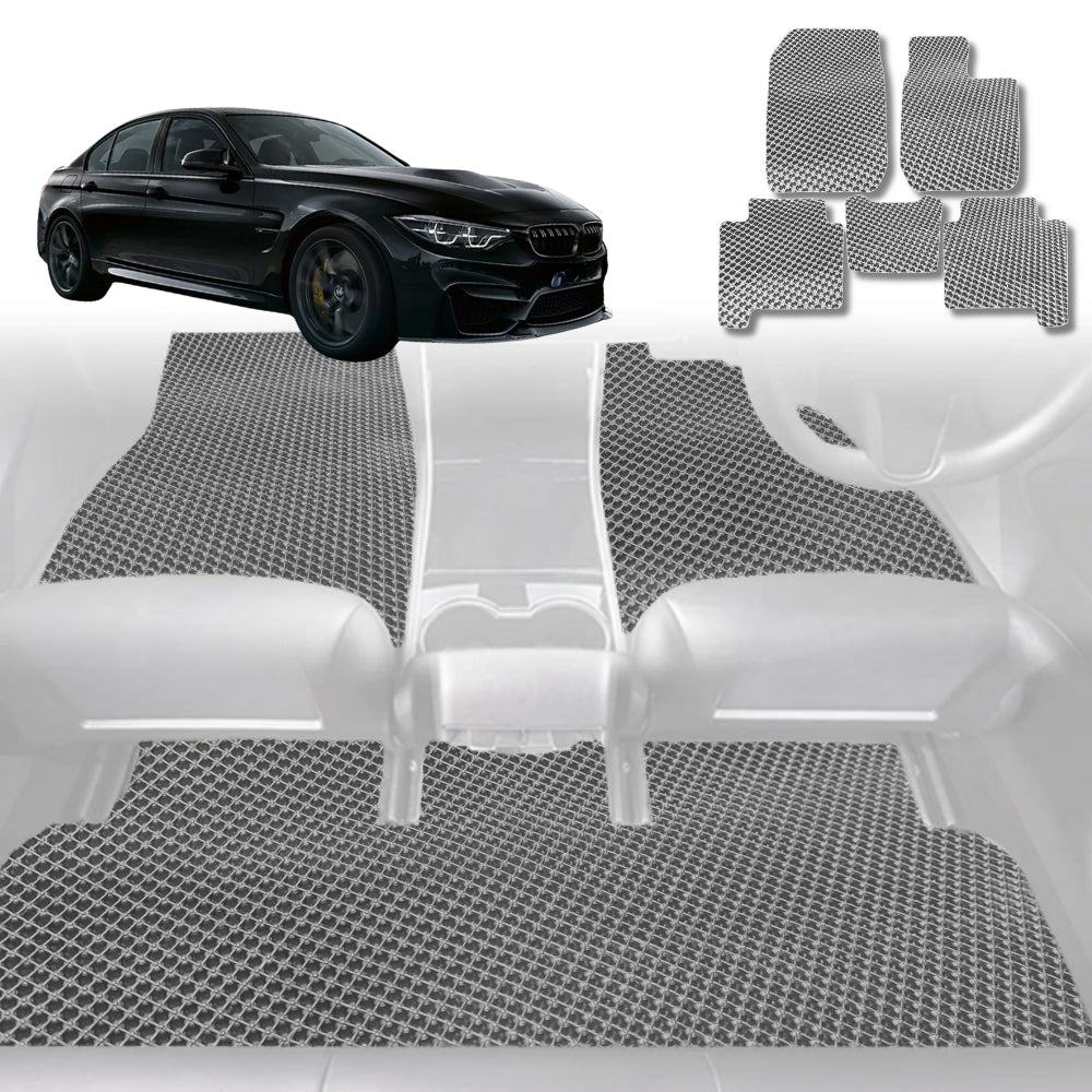 6D Diamond Car Floor Mats for BMW M3 (F80)2014-2019-Full Set-Grey-Outback GT