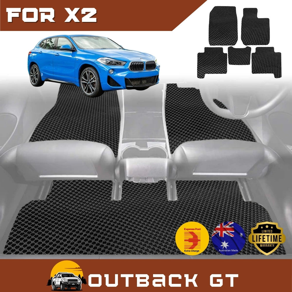 6D Diamond Car Floor Mats for BMW X2 (F39) 2017-Current Full Set | Heavy Duty Carpet Liner