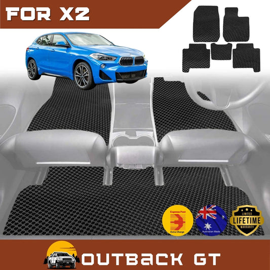 6D Diamond Car Floor Mats for BMW X2 (F39) 2017-Current Full Set | Heavy Duty Carpet Liner