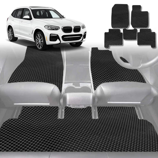 6D Diamond Car Floor Mats for BMW X3 2018-Current-Full Set-Black-Outback GT